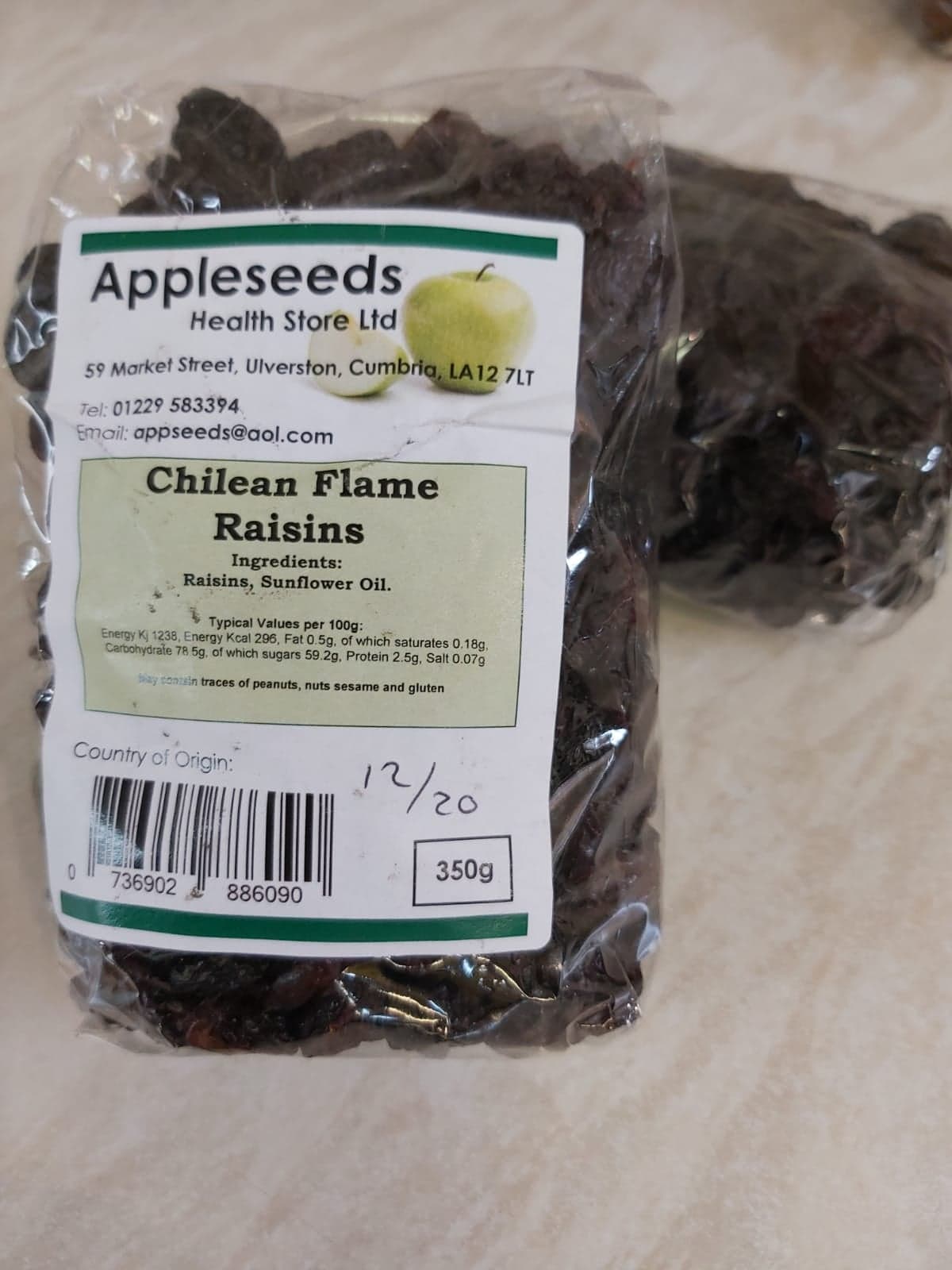 Raisins Chilean Flame 350g Appleseeds Health Store