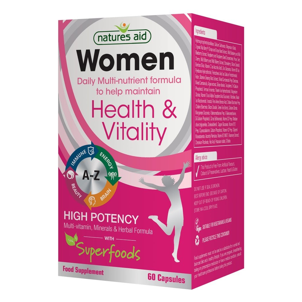 Natures Aid Women's Multi-Vitamins & Minerals 60 capsules - Appleseeds ...