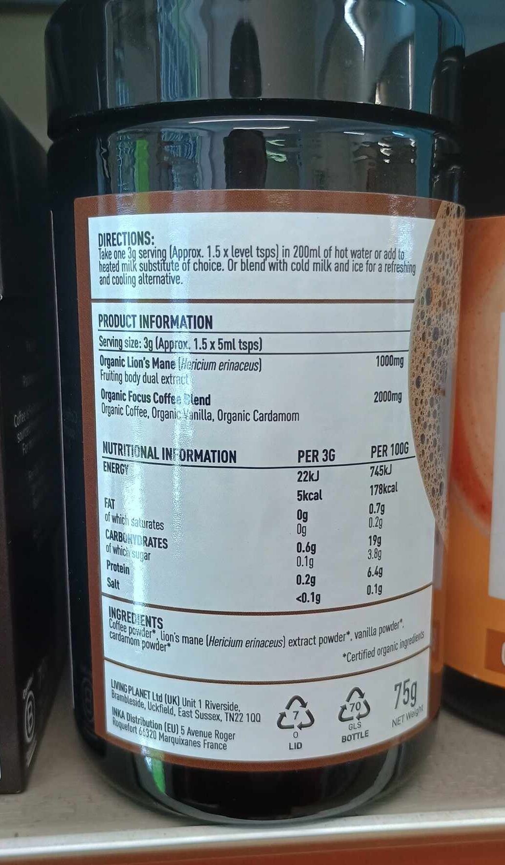 Mushrooms For Life Organic Lion's Mane Focus Coffee 75g - Image 2